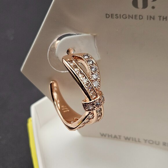 Bomb Party ER88270 "Bow Moments" Smokey Topaz & Diamond Cubic Zirconia Earrings - Picture 2 of 5